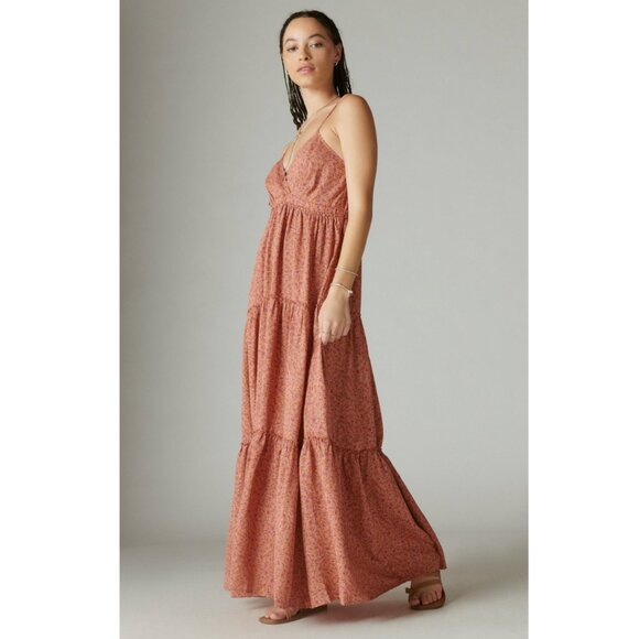 Lucky Brand Dresses & Skirts - Lucky Brand Paisley Tiered Maxi Dress, XL, Coral
